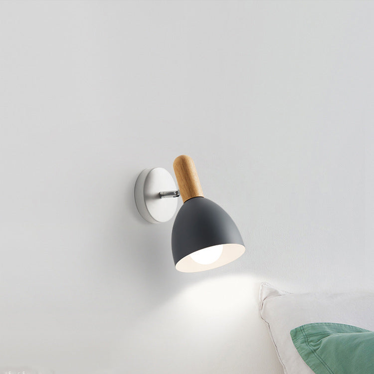 Macaroon Wood Iron Cannonball Wall Lamp