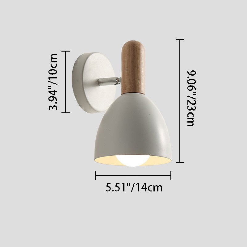 Macaroon Wood Iron Cannonball Wall Lamp