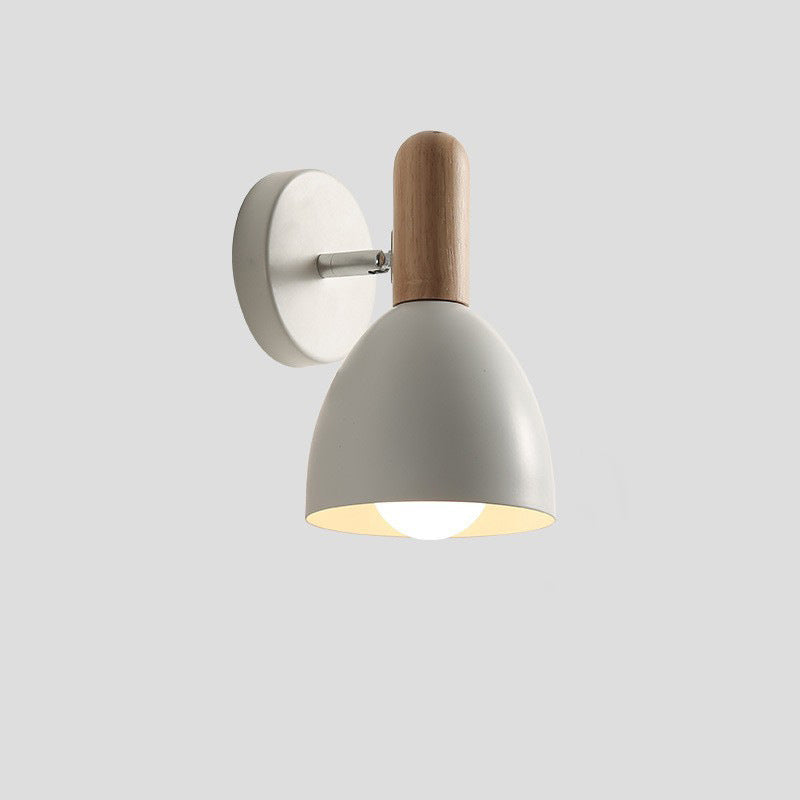 Macaroon Wood Iron Cannonball Wall Lamp