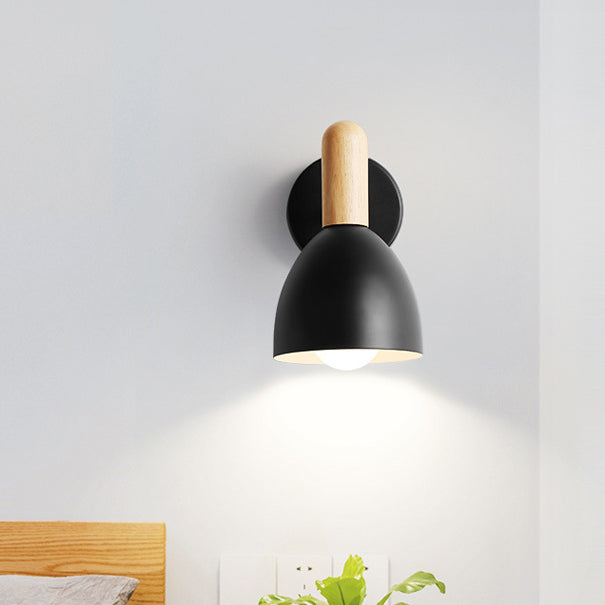 Macaroon Wood Iron Cannonball Wall Lamp