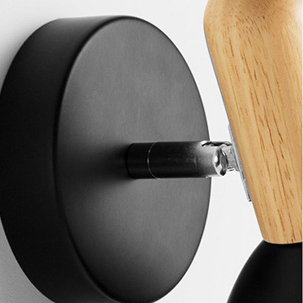 Macaroon Wood Iron Cannonball Wall Lamp