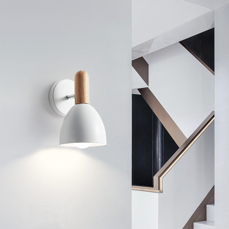 Macaroon Wood Iron Cannonball Wall Lamp