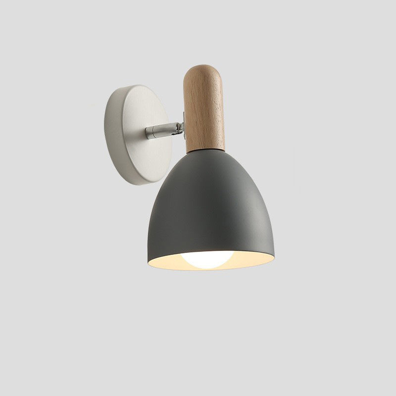 Macaroon Wood Iron Cannonball Wall Lamp