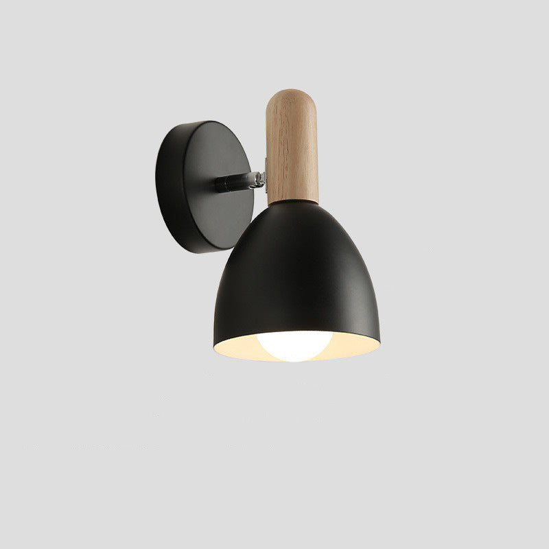 Macaroon Wood Iron Cannonball Wall Lamp