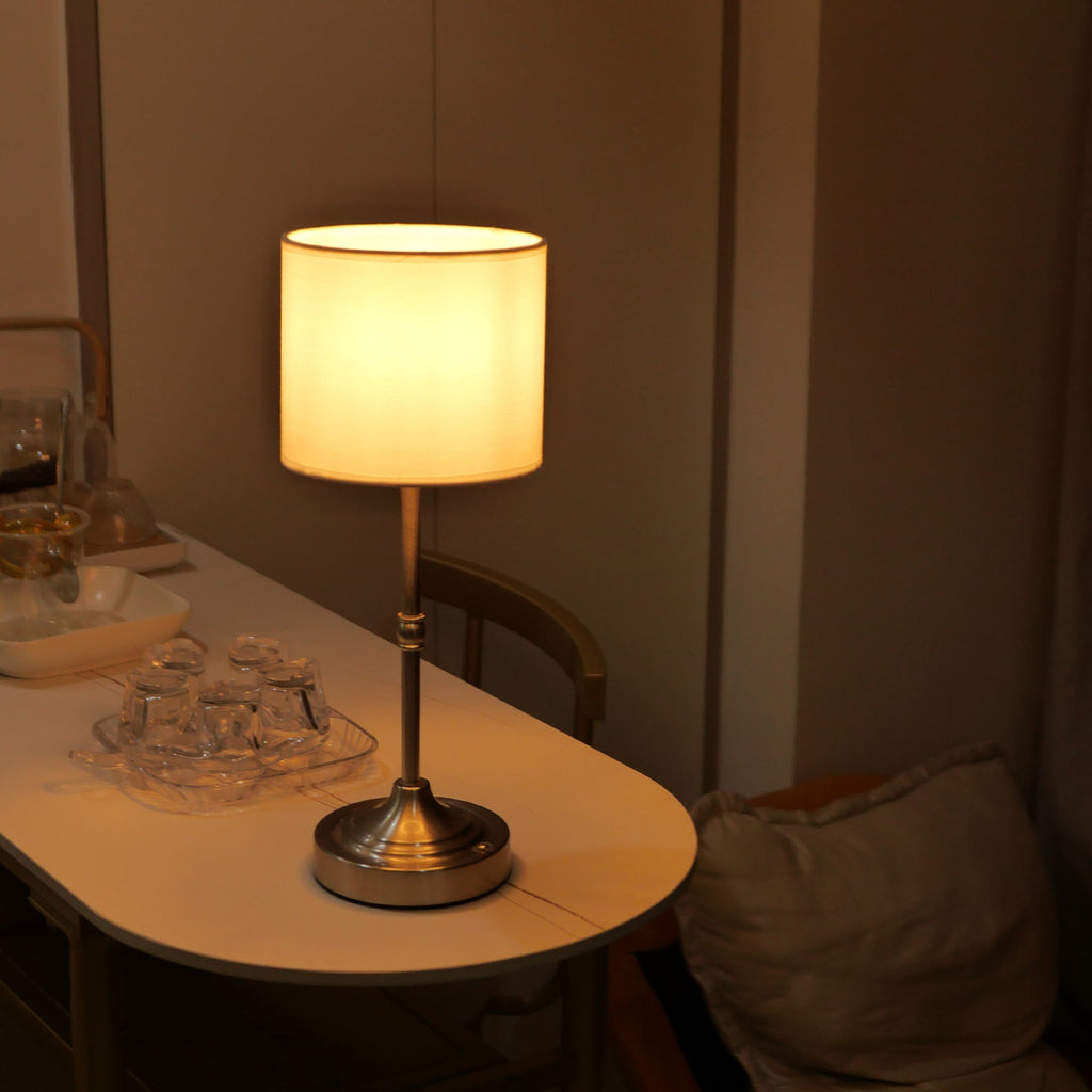 Cylinder Shape Fabric Iron Table Lamp