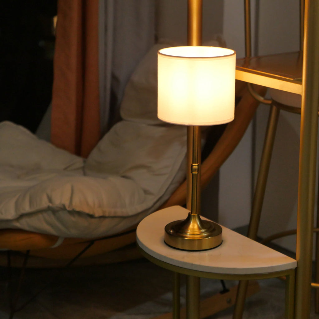 Cylinder Shape Fabric Iron Table Lamp