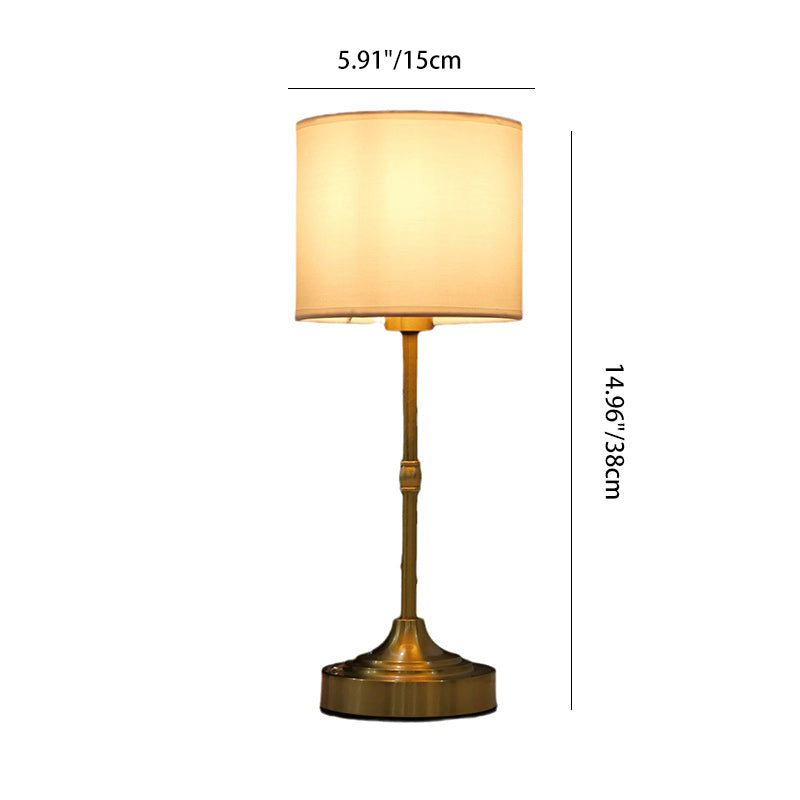 Cylinder Shape Fabric Iron Table Lamp