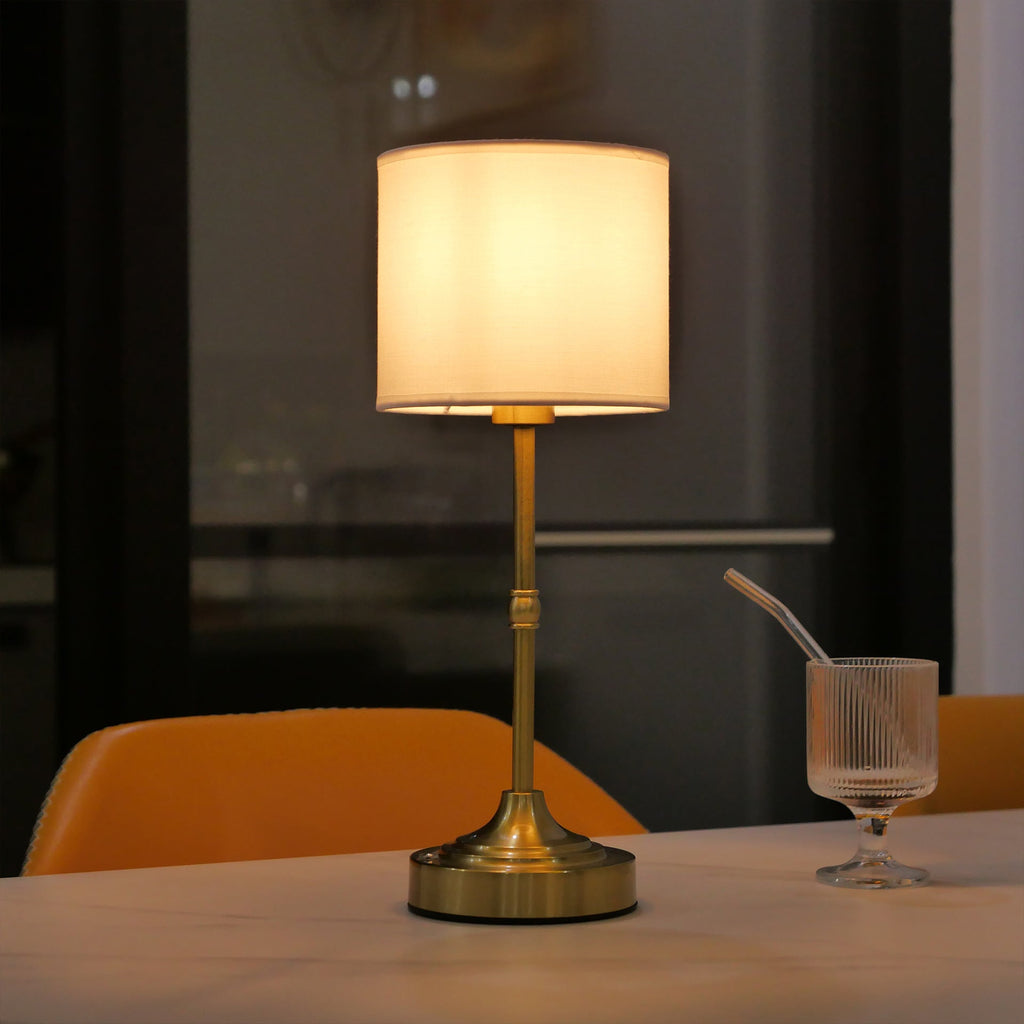 Cylinder Shape Fabric Iron Table Lamp