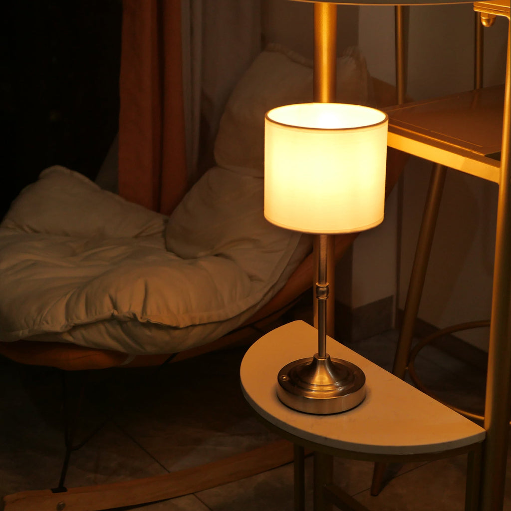 Cylinder Shape Fabric Iron Table Lamp