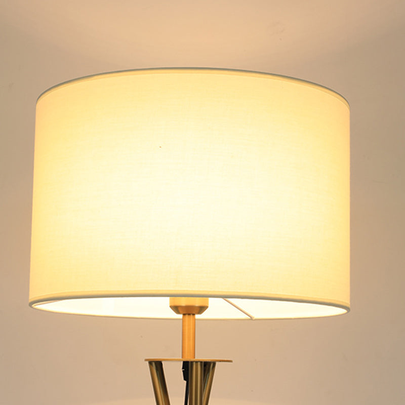 Tripod Drum Shape Fabric Floor Lamp