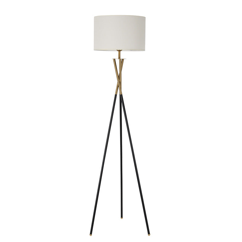 Tripod Drum Shape Fabric Floor Lamp
