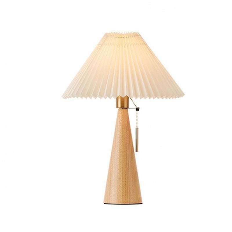 Zipper Switch Pleated Drum Table Lamp