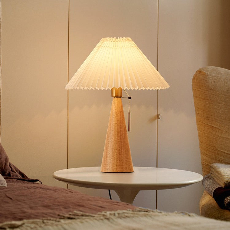 Zipper Switch Pleated Drum Table Lamp