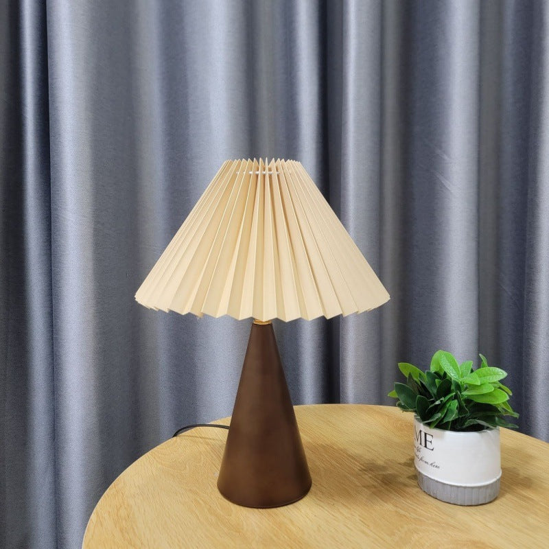 Zipper Switch Pleated Drum Table Lamp