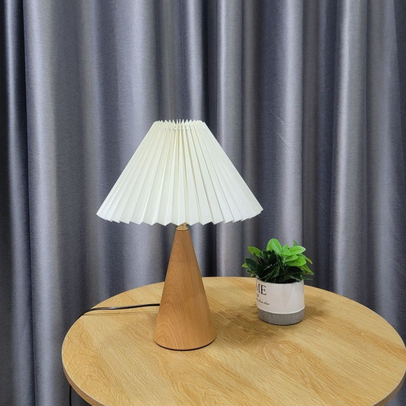 Zipper Switch Pleated Drum Table Lamp
