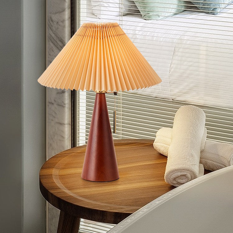Zipper Switch Pleated Drum Table Lamp