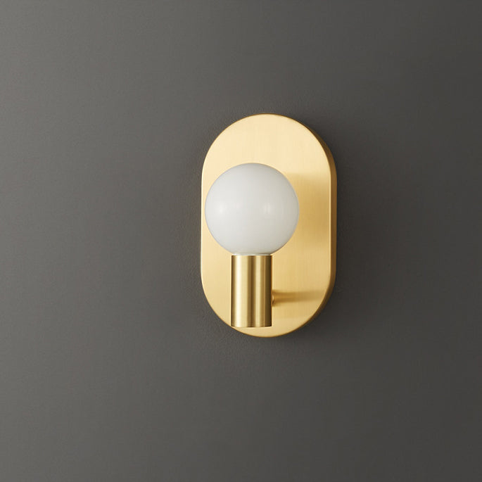 Oval Brass Glass Ball Wall Lamp
