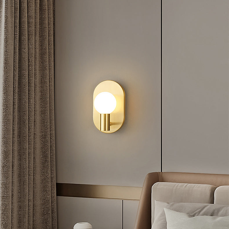Oval Brass Glass Ball Wall Lamp