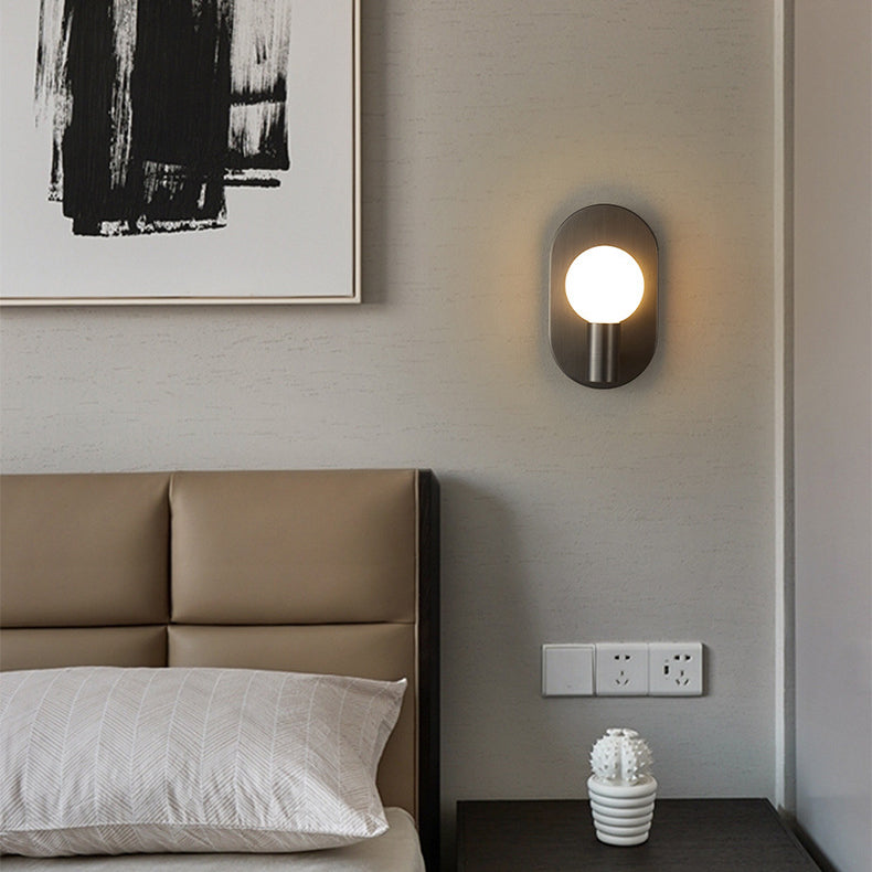 Oval Brass Glass Ball Wall Lamp