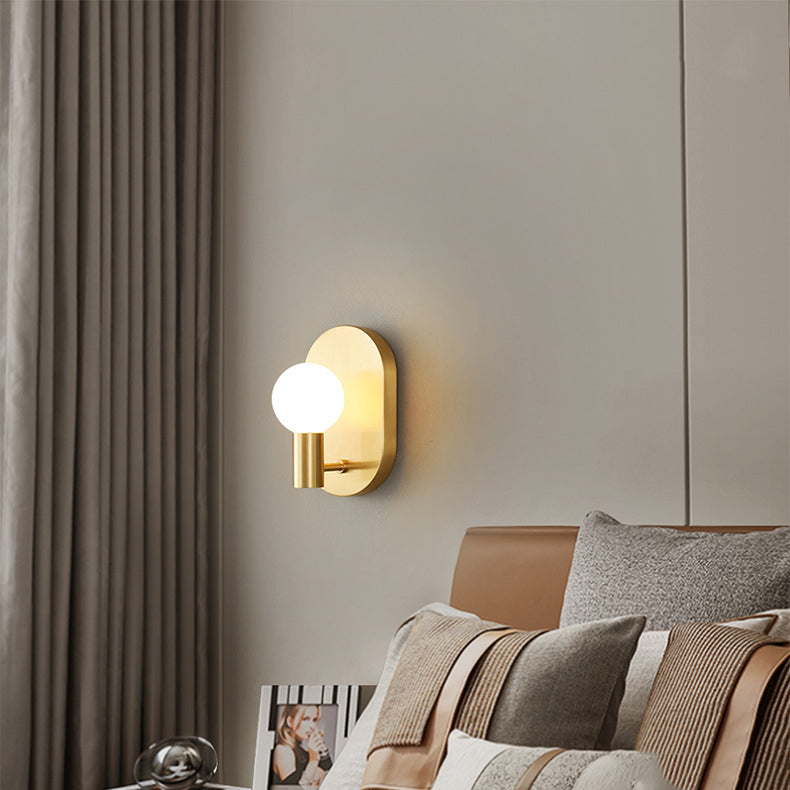 Oval Brass Glass Ball Wall Lamp