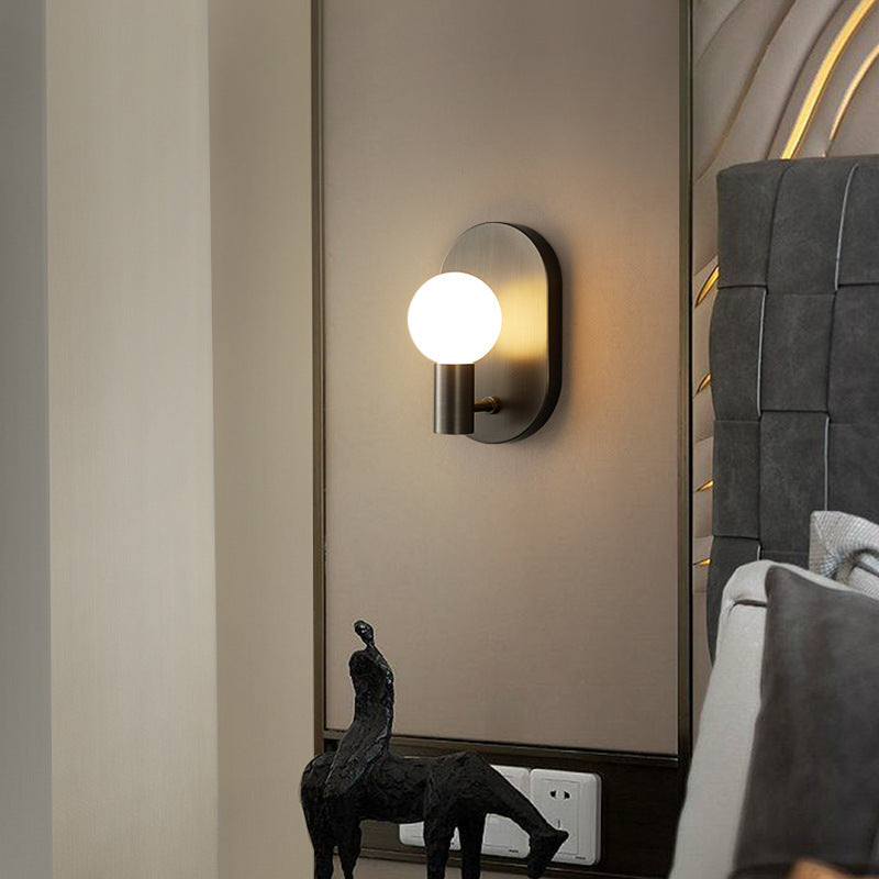 Oval Brass Glass Ball Wall Lamp