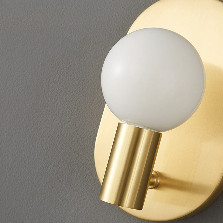 Oval Brass Glass Ball Wall Lamp