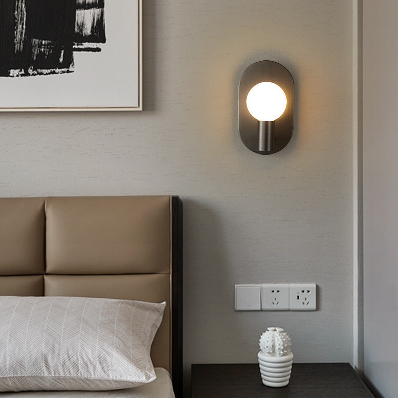 Oval Brass Glass Ball Wall Lamp