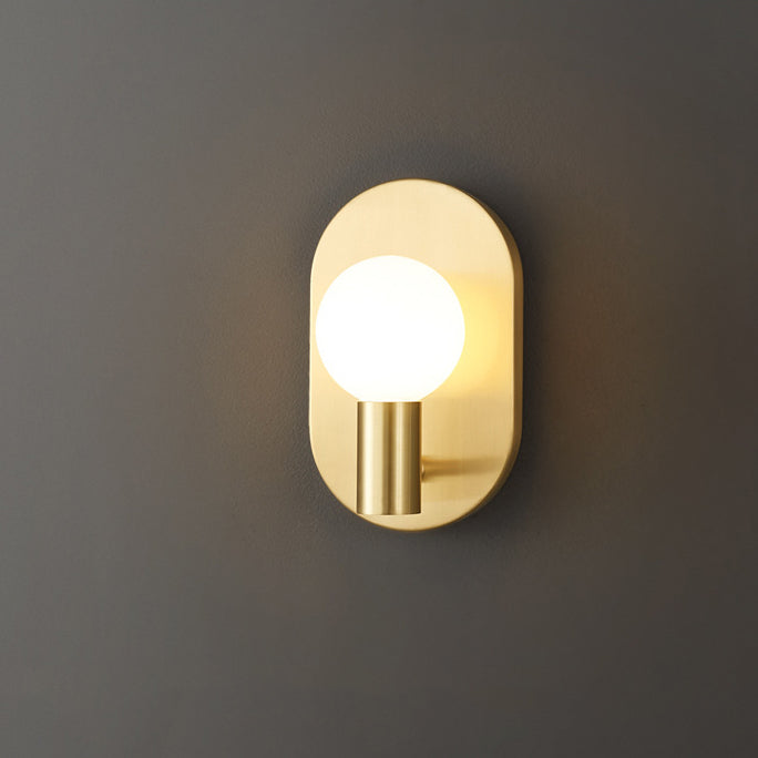 Oval Brass Glass Ball Wall Lamp