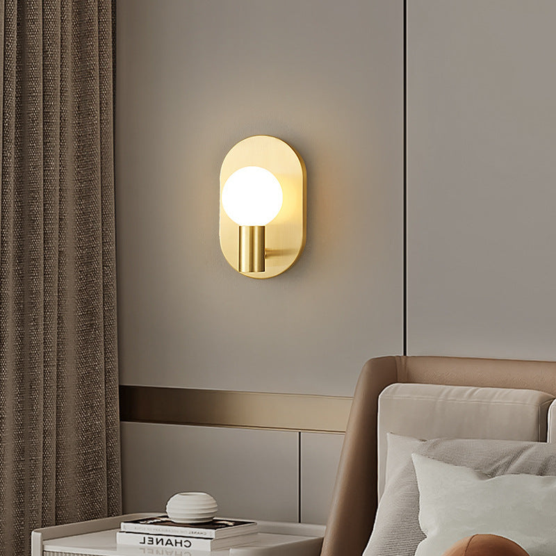 Oval Brass Glass Ball Wall Lamp