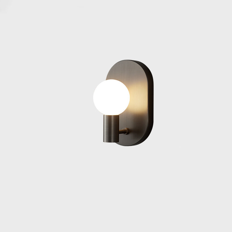 Oval Brass Glass Ball Wall Lamp