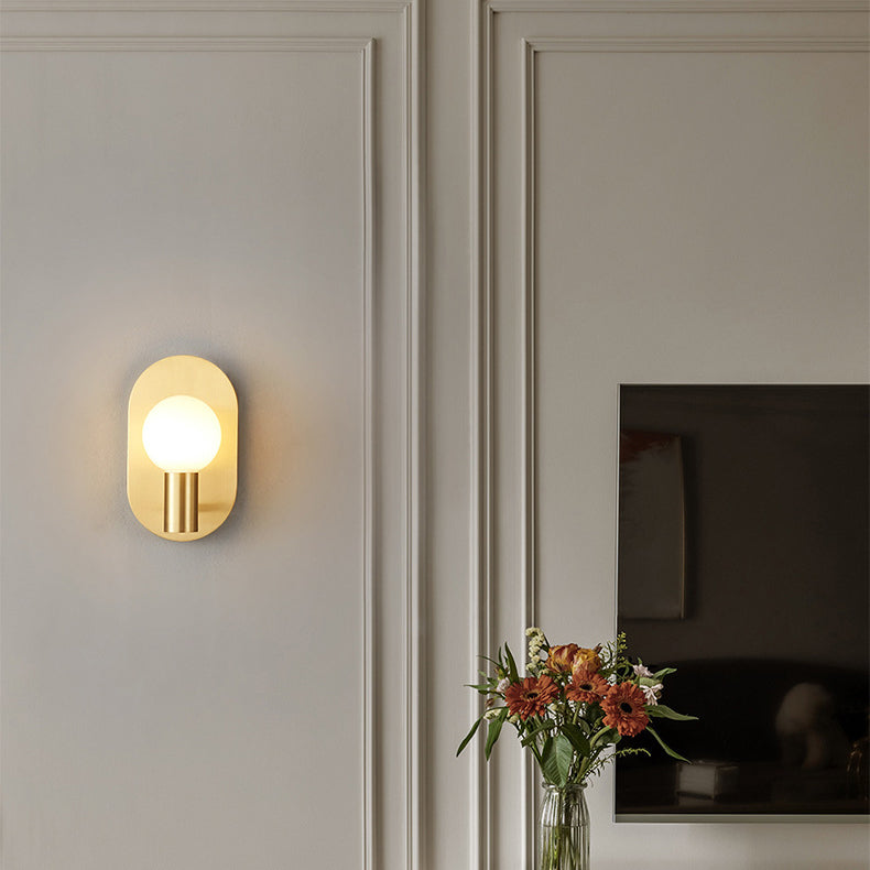 Oval Brass Glass Ball Wall Lamp