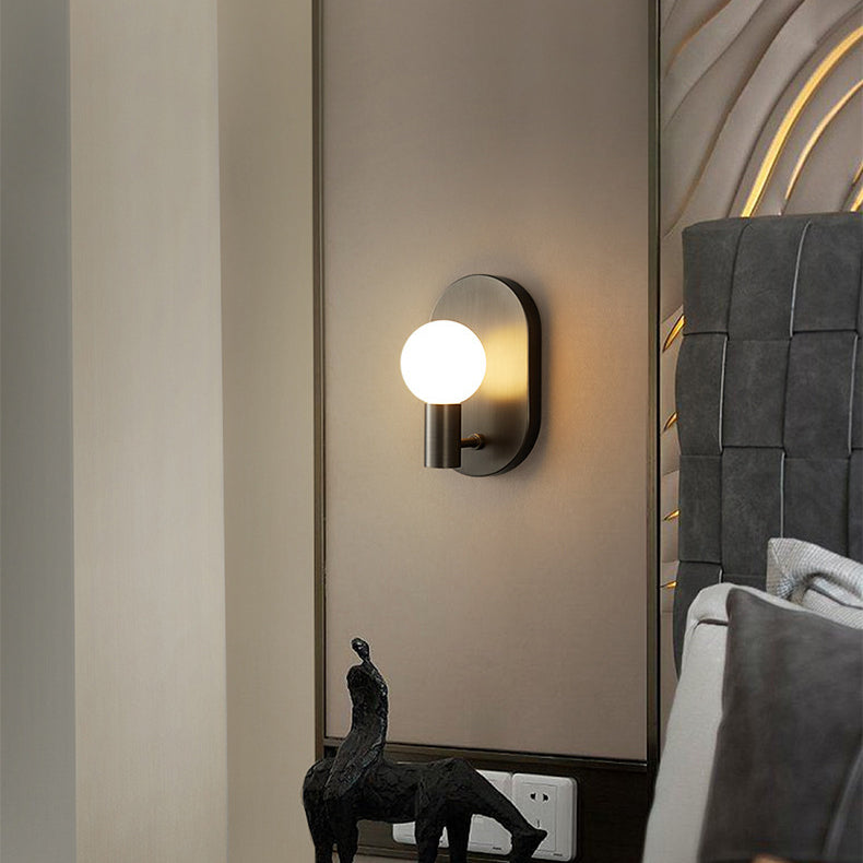 Oval Brass Glass Ball Wall Lamp
