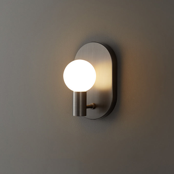 Oval Brass Glass Ball Wall Lamp