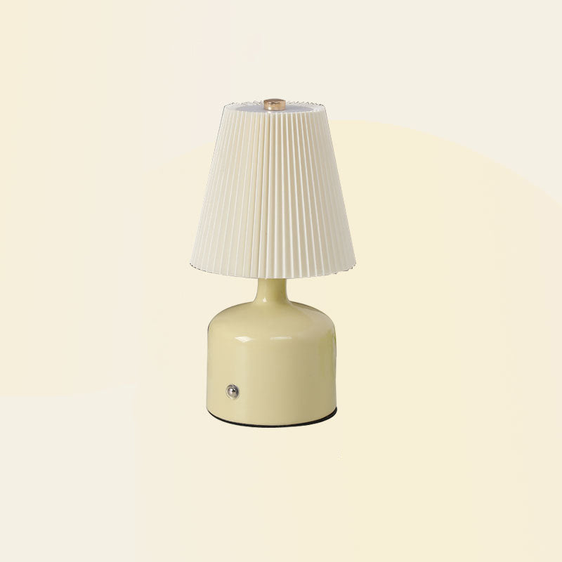 Fabric Ceramic Conic Pleated Table Lamp
