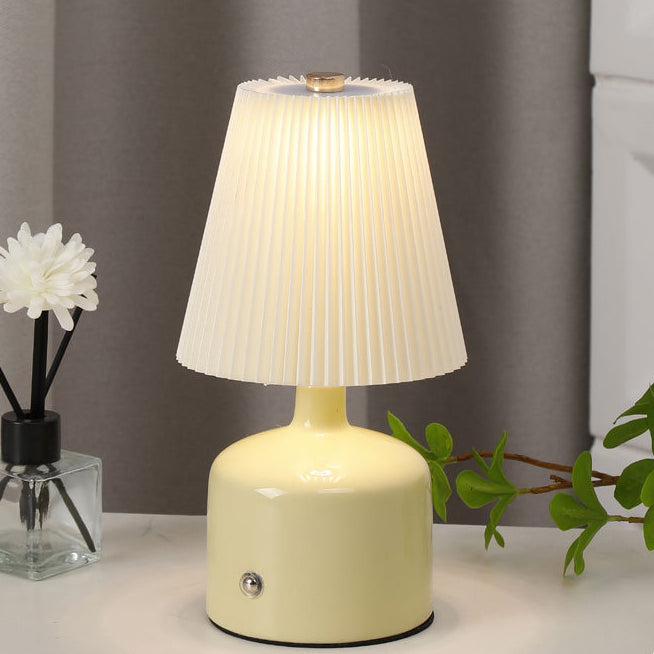 Fabric Ceramic Conic Pleated Table Lamp