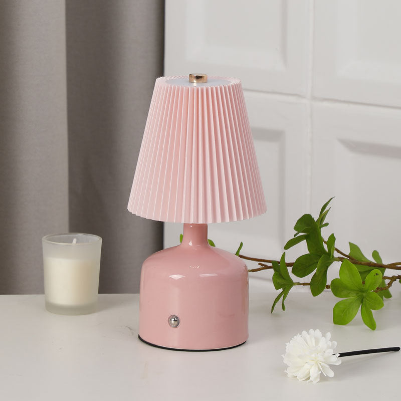 Fabric Ceramic Conic Pleated Table Lamp