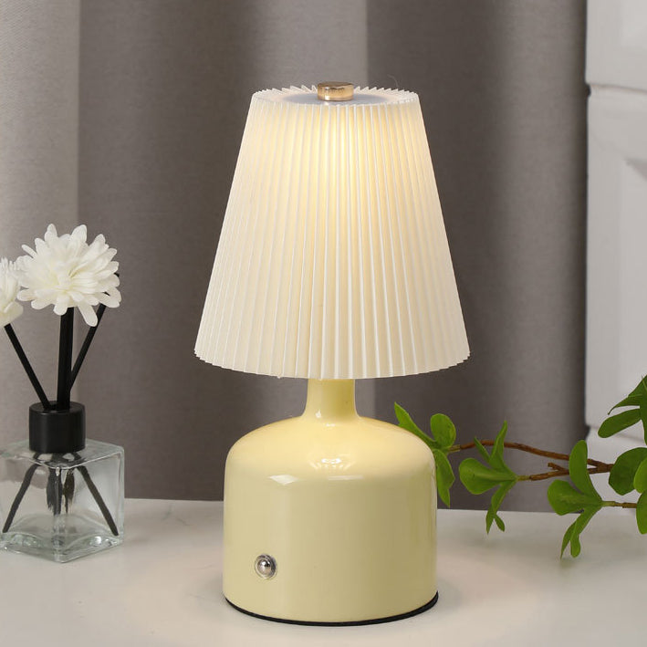 Fabric Ceramic Conic Pleated Table Lamp