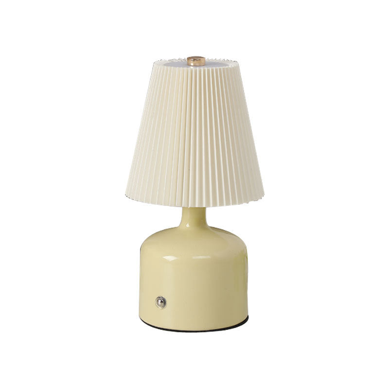 Fabric Ceramic Conic Pleated Table Lamp