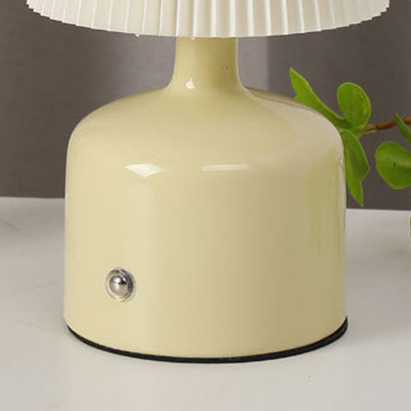 Fabric Ceramic Conic Pleated Table Lamp