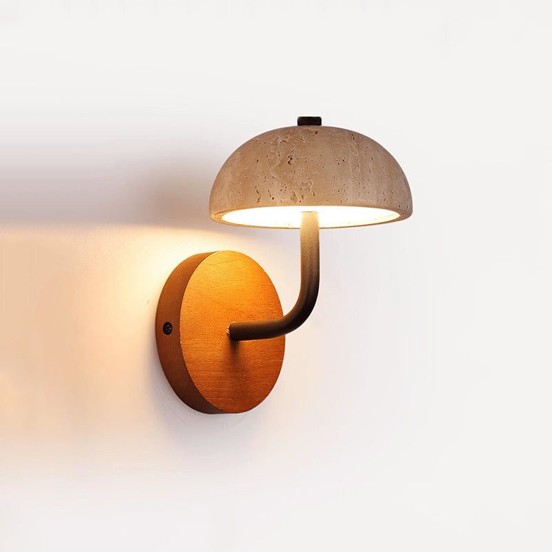 Dome Mushroom Yellow Travertine Wall Lamp
