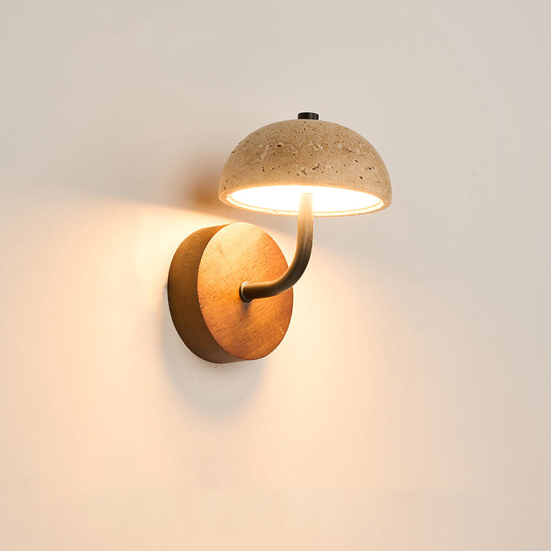 Dome Mushroom Yellow Travertine Wall Lamp