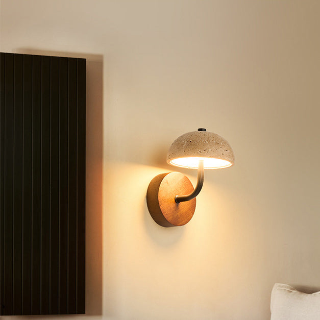 Dome Mushroom Yellow Travertine Wall Lamp
