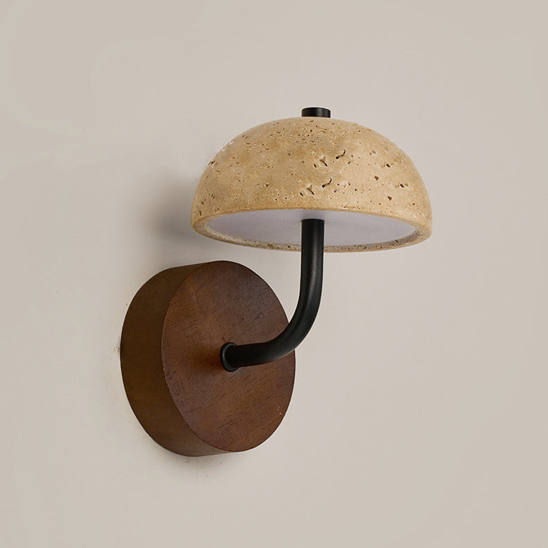 Dome Mushroom Yellow Travertine Wall Lamp