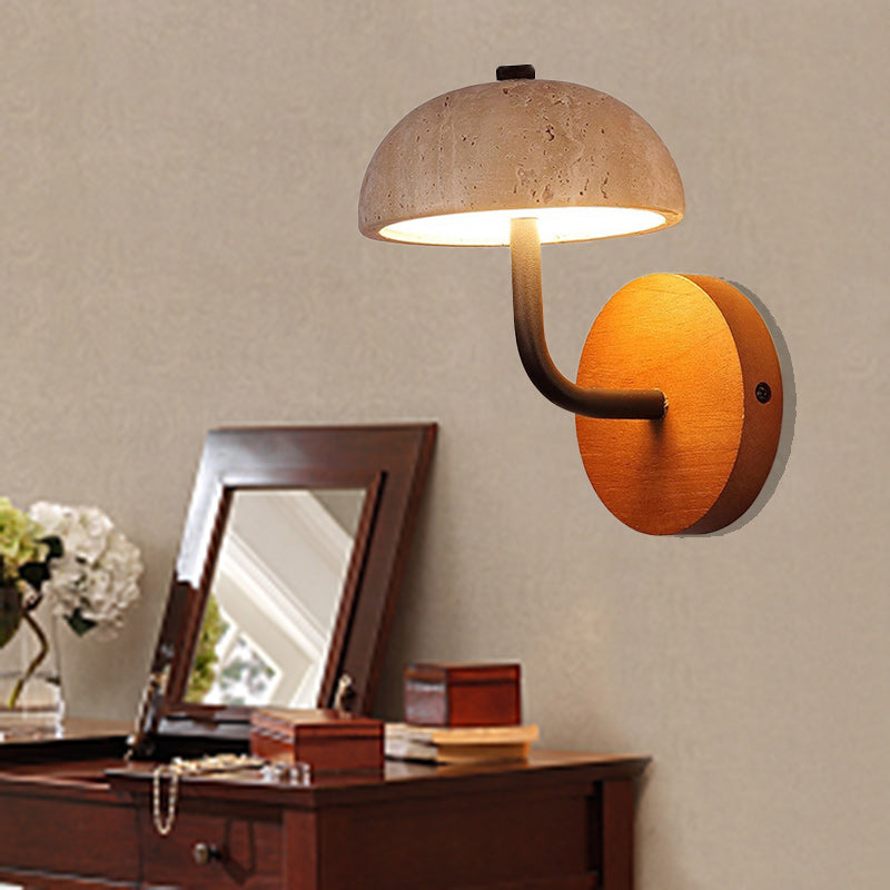 Dome Mushroom Yellow Travertine Wall Lamp