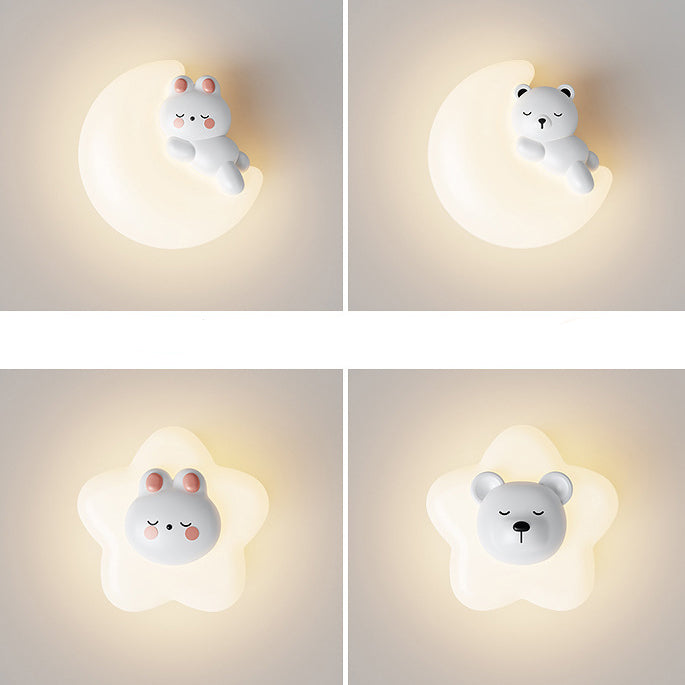 Cartoon Animal Rabbit Bear Wall Lamp
