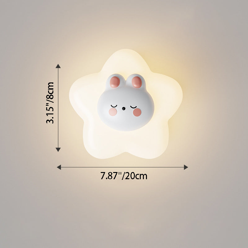 Cartoon Animal Rabbit Bear Wall Lamp
