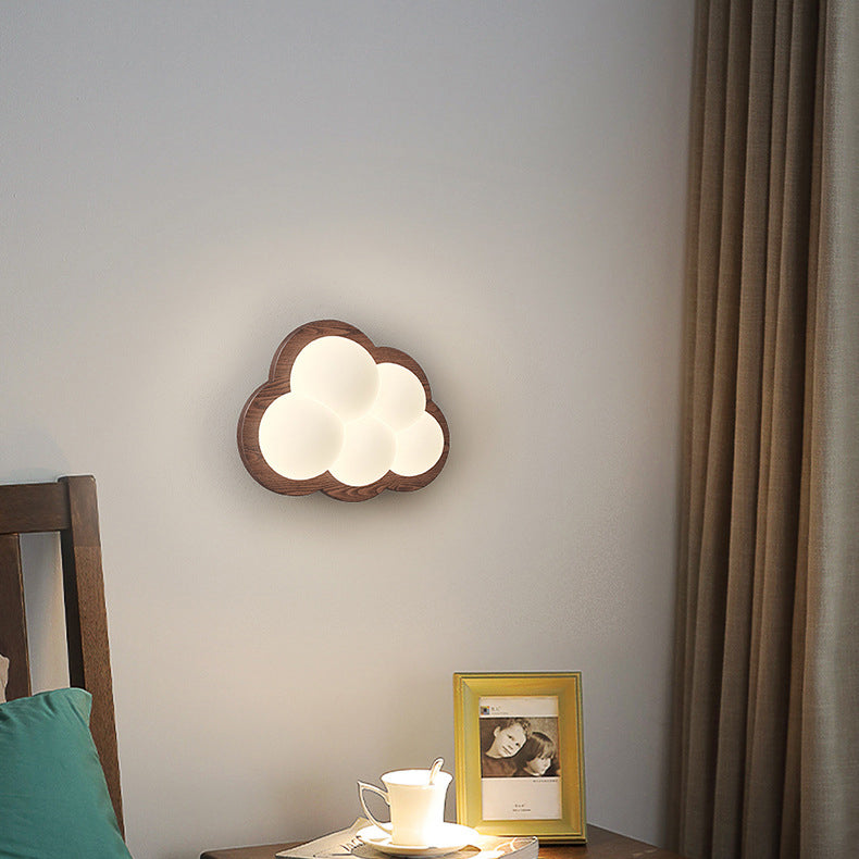 Cloud Wood PE Bedroom Wall Lamp