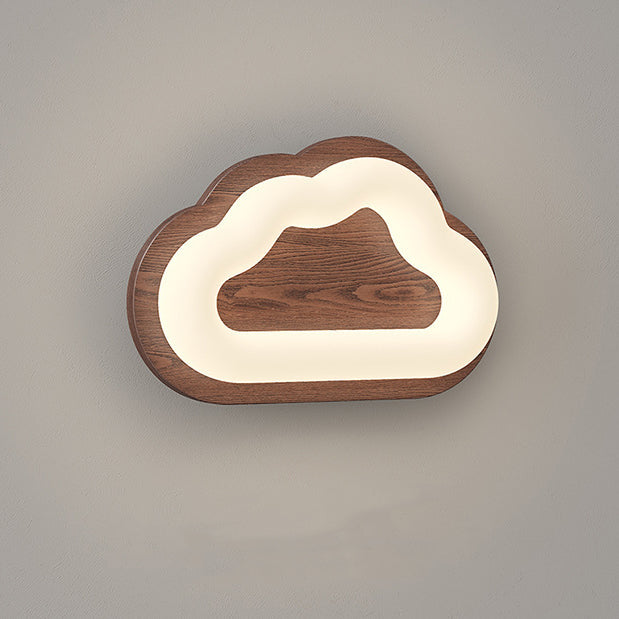 Cloud Wood PE Bedroom Wall Lamp