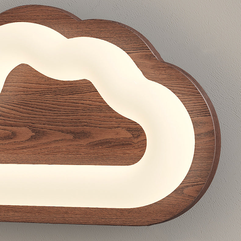 Cloud Wood PE Bedroom Wall Lamp