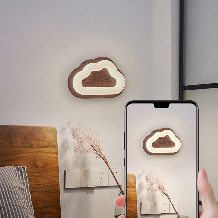 Cloud Wood PE Bedroom Wall Lamp